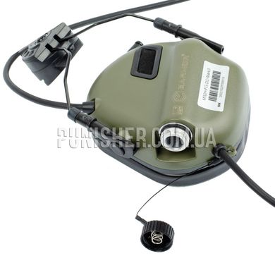 Активна гарнітура Earmor M32H Mark 3 DualCom MilPro з адаптерами на рейки шолому, Foliage Green, З адаптерами, 22, Dual
