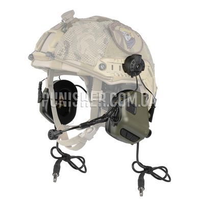 Earmor M32H Mark 3 DualCom MilPro with ARC Helmet Rail, Foliage Green, With adapters, 22, Dual
