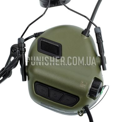 Активная гарнитура Earmor M32H Mark 3 DualCom MilPro с адаптерами на рельсы шлема, Foliage Green, С адаптерами, 22, Dual