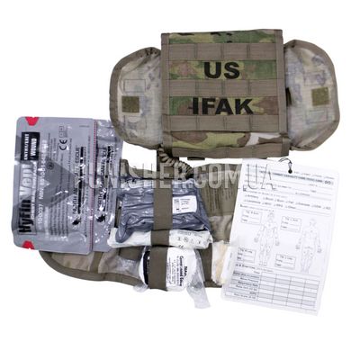 Индивидуальная аптечка первой помощи Армии США IFAK II, Multicam, Бандаж, Бинт для тампонады, Носоглоточный воздуховод, Окклюзивная повязка, Щиток для глаз