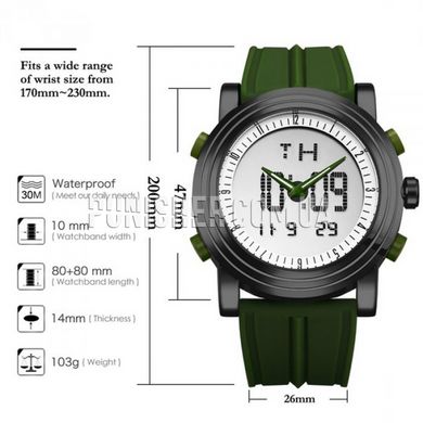 Besta Slava Watch, Olive, Alarm, Date, Day of the week, Month, Backlight, Stopwatch, Tactical watch