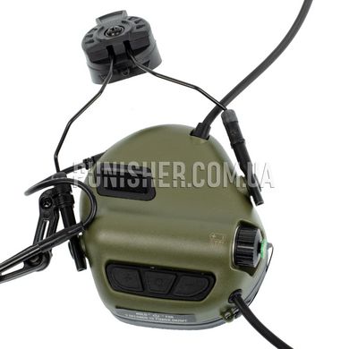 Активна гарнітура Earmor M32H Mark 3 MilPro з адаптерами на рейки шолому, Foliage Green, З адаптерами, 22