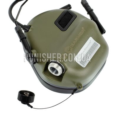 Активна гарнітура Earmor M32H Mark 3 MilPro з адаптерами на рейки шолому, Foliage Green, З адаптерами, 22