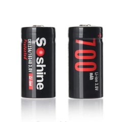 Soshine Li-ion 700 mAh CR 123 (16340) 3.0V Battery with protection, Black, 16340