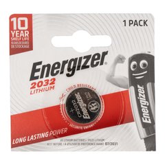Батарейка Energizer CR2032 Lithium 3V, Серый, CR2032