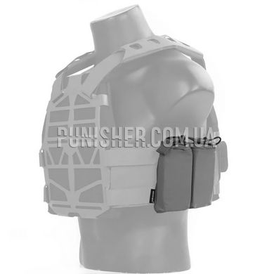 Emerson Double Magazine Pouch for S&S Precision Vest, Grey, Molle, Glock, Beretta, Fort 12, Fort 14, ПМ, For plate carrier, 9mm, Cordura 500D, Plastic