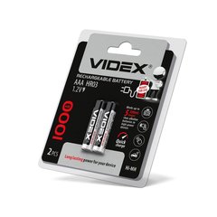 Аккумулятор Videx HR03/AAA 1000mAh Ni-Mh 2шт (заряженные), Белый/Черный, AAA