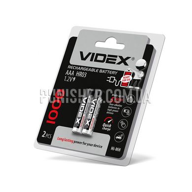 Videx HR03/AAA 1000mAh Ni-Mh 2pcs (charged) Battery, White/Black, AAA