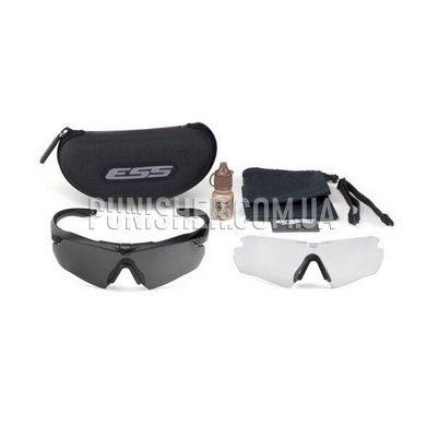 ESS Crossbow 2LS Kit Ballistic Eyeshields, Black, Transparent, Smoky, Goggles