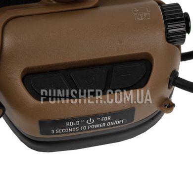 Earmor M32X Mark 3 DualCom MilPro Tactical Headsets with ARC rail adapter, Coyote Brown, Neckband, With adapters, 22, Dual