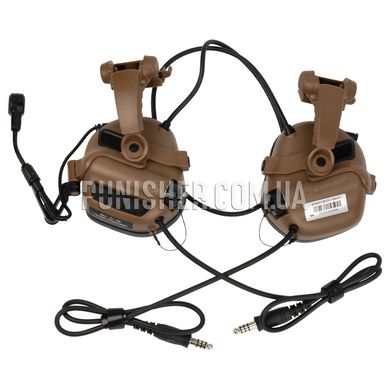 Earmor M32X Mark 3 DualCom MilPro Tactical Headsets with ARC rail adapter, Coyote Brown, Neckband, With adapters, 22, Dual