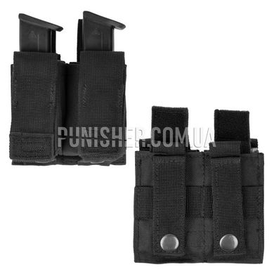 Rothco MOLLE Double Pistol Mag Pouch With Insert, Black, 2, Molle, Glock, Beretta, Fort 12, Fort 14, ПМ, For plate carrier, 9mm, PVC, Polyester