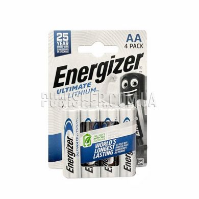 Батарейки Energizer Ultimate Lithium AA 4 шт (1,5V), Серебристый, 2000000026961, AA