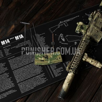 Коврик TekMat Ultra Premium 38 x 112 см с чертежом M14/M1A для чистки оружия, Черный, Коврик