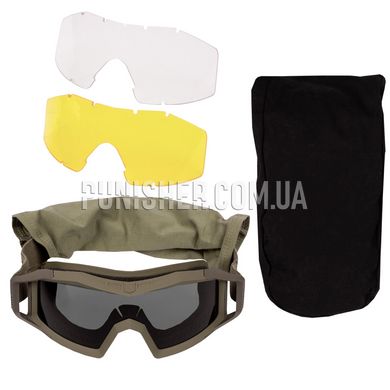 Комплект захисної маски Revision Wolfspider Goggle Deluxe Kit, Khaki, Прозорий, Димчастий, Жовтий, Маска