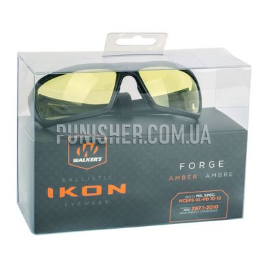Walker’s IKON Forge Glasses with Amber Lens, Black, Amber, Goggles