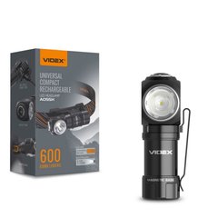 Портативний світлодіодний ліхтарик Videx A055H 600Lm, Чорний, Ручний, Акумулятор, Білий, 600