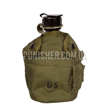 US Military Army 1 Qt Canteen with pouch (Used), Olive, Canteen