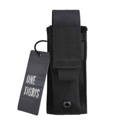 OneTigris Tactical MOLLE Single Pistol Mag Pouch, Black, 1, Molle, Glock, For plate carrier, 9mm, Nylon