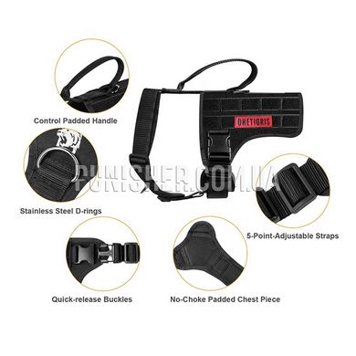 Шлея-жилет OneTigris Colossus Tactical Harness для собак, Чорний, Medium