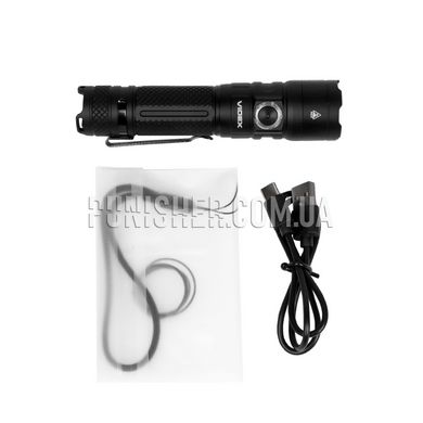 Videx A406 Portable LED Flashlight 4000Lm, Black, Flashlight, Accumulator, White, 4000