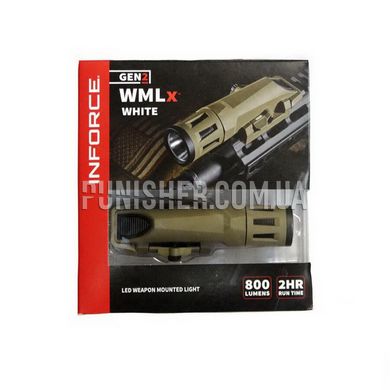 Збройовий ліхтар Inforce WMLx White 800 Lumens Gen-2, Coyote Tan, Ліхтар, Білий, 800