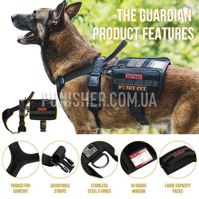 OneTigris Guardian Dog Harness Set, Black, Medium