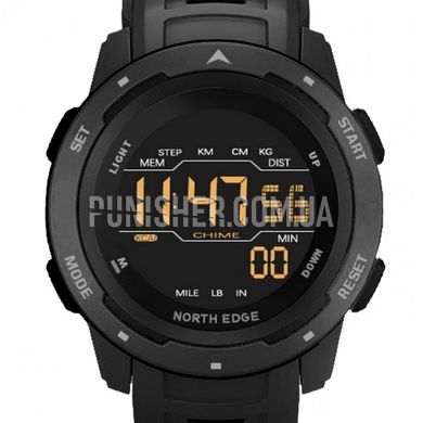 North Edge MARS Pro 5BAR Watch, Black, Alarm, Backlight, Stopwatch, Timer, Tachymeter, Fitness tracker, Tactical watch