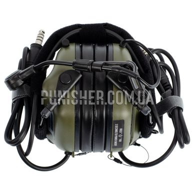 Активная гарнитура Earmor M32 Mark 3 DualCom MilPro, Foliage Green, С оголовьем, 22, Dual