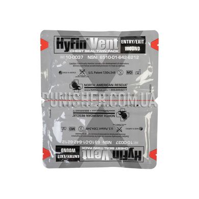 NAR HyFin Vent Chest Seal Twin Pack, Grey, Occlusive dressing