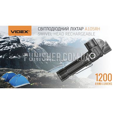 Videx A105RH Portable LED Flashlight 1200Lm, Black, Flashlight, Accumulator, White, 1200