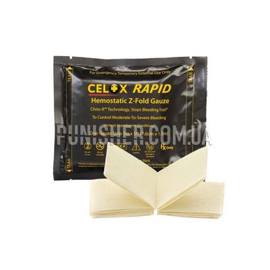 Гемостатичний бинт Celox Z-Fold Rapid Hemostatic Gauze 7.6см х 1.5м, Білий, Бинт гемостатичний