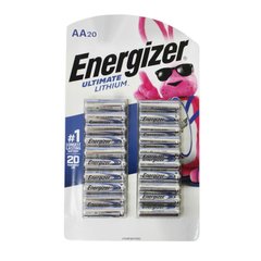 Батарейки Energizer Ultimate Lithium AA 20 шт (1,5V), Срібний, AA