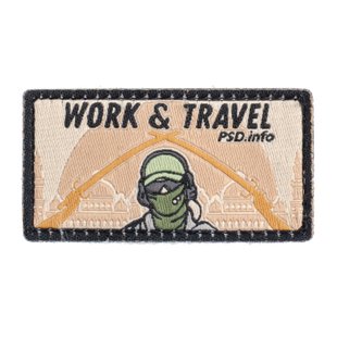 Патч PSDinfo «Work and Travel Baghdad» вишивка, Desert Tan, Текстиль, Ні