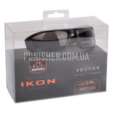 Баллистические очки Walker's IKON Vector Glasses с дымчатыми линзами, Черный, Дымчатый, Очки