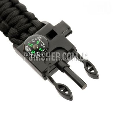 M-Tac Paracord Bracelet with Compass, Black, Large