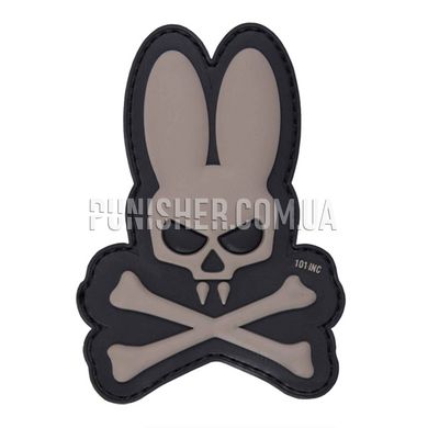 101 Inc Skull Bunny 3D PVC Patch, Dark Grey, PVC