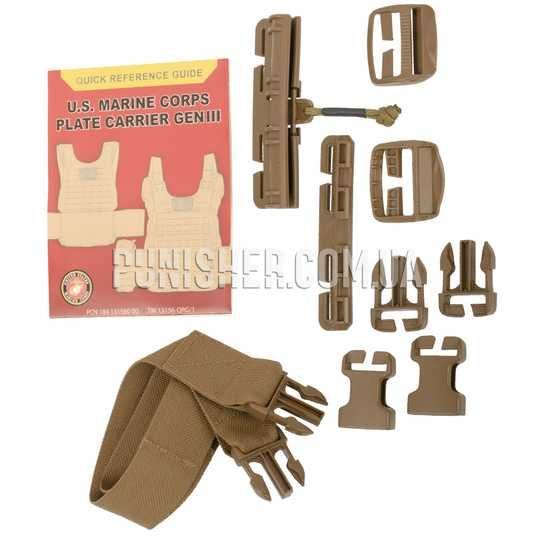 Kit Riparazione Fibbia USMC Coyote - 3 Pezzi: Maschio/femmina E Blocco Scorrevole, Nuovo
