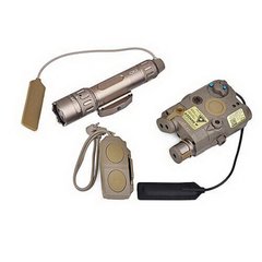 Element EX418 Airsoft Tactical Light Combo, DE, White, IR, Red, Lasers and Designators, Flashlight, Accessories, PEQ-15