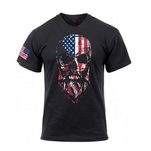 Футболка Rothco US Flag Bearded Skull T-Shirt, Чорний, Medium