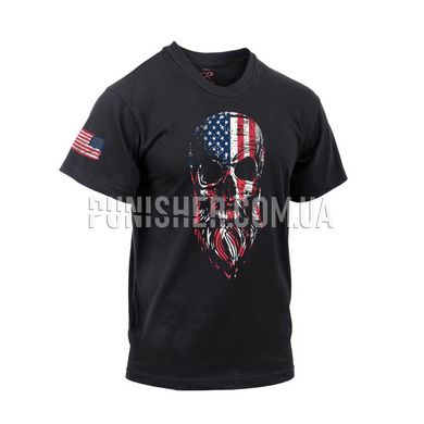 Футболка Rothco US Flag Bearded Skull T-Shirt, Чорний, Medium