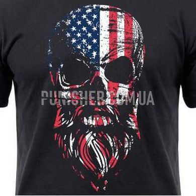Rothco US Flag Bearded Skull T-Shirt, Black, Medium
