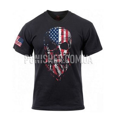 Футболка Rothco US Flag Bearded Skull T-Shirt, Черный, Medium