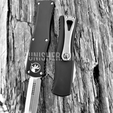 Microtech Hera Double Edge Stonewash Folding Knife, Black, Knife, Folding, Smooth