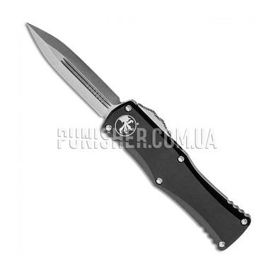 Microtech Hera Double Edge Stonewash Folding Knife, Black, Knife, Folding, Smooth