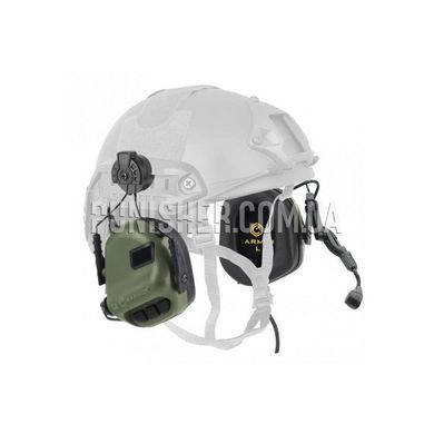 Активная гарнитура Earmor M32H Mod 3 с адаптером на рельсы шлема, Foliage Green, С адаптерами, 22, Single