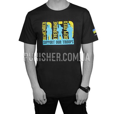 Punisher “Support Our Troops” T-Shirt Blue-Yellow Print, Graphite, Medium