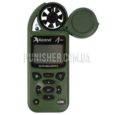Kestrel 5700 Elite Weather Meter with Applied Ballistics, Olive, 5000 Series, Atmospheric vise, Height above sea level, Relative humidity, Wind Chill, Saving measurements, Outside temperature, Heat index, Wind direction, Dewpoint, Wind speed, Time and date, LINK, Night Vision