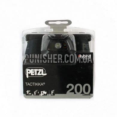 Petzl Tactikka 200 lm Headlamp, Black, Headlamp, Battery, White, Red, 200