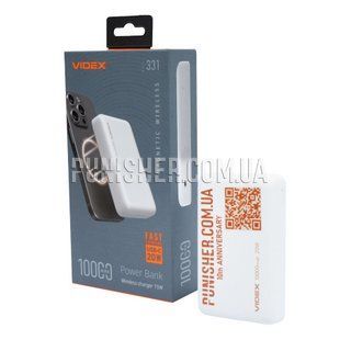 Повербанк Videx & Punisher VPB-331 10000mAh с беспроводной зарядкой, Белый